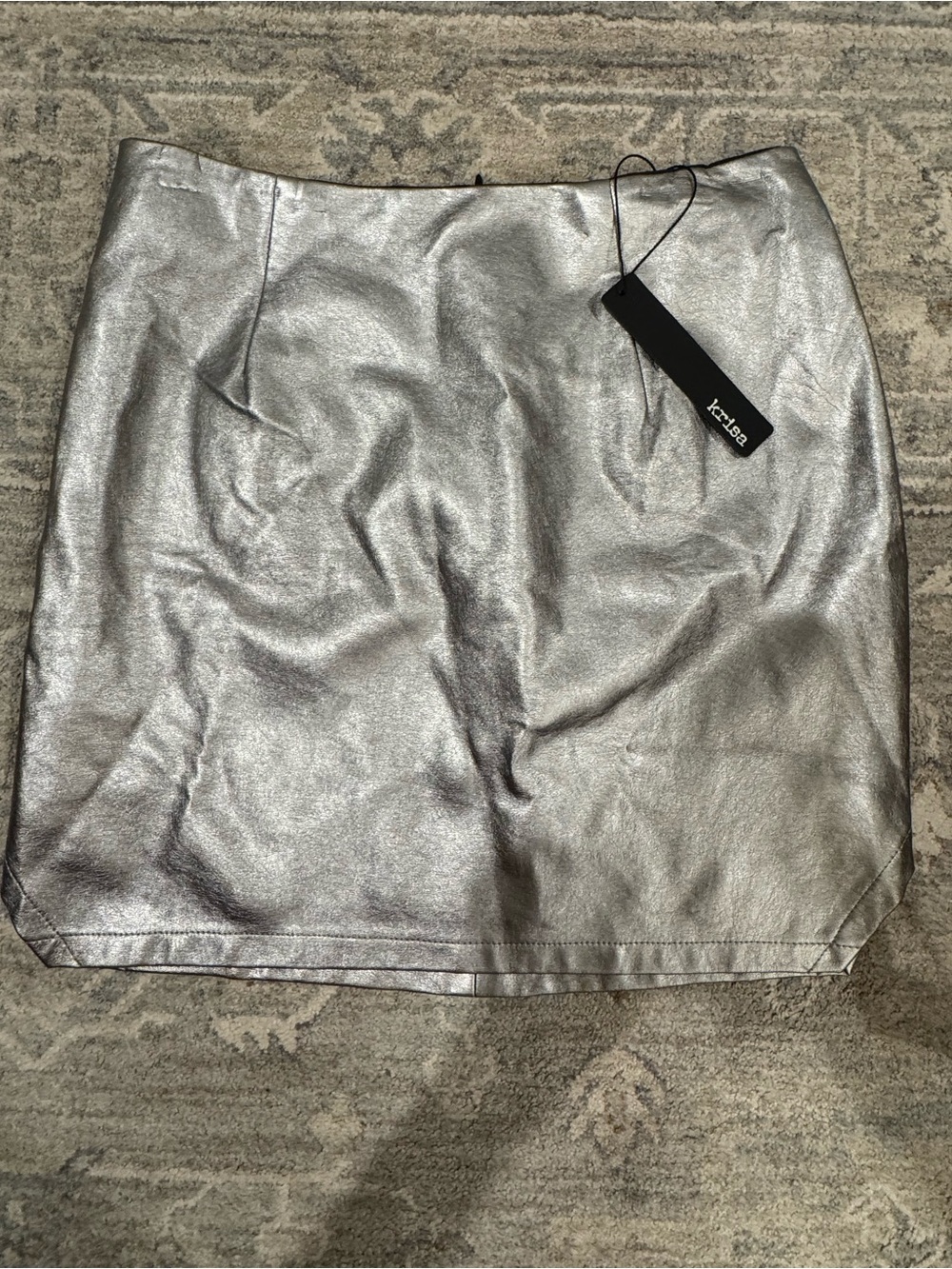 Kensie Silver Metallic Mini Skirt